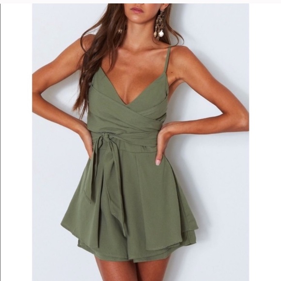 White Fox Boutique Pants - White Fox Wednesday Romper - Beige